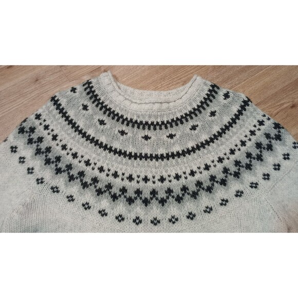 VINTAGE LL Bean Sweater Womens Large Roll Neck Lambs Wool Fair Isle Knit  *FLAW* - Picture 5 of 16